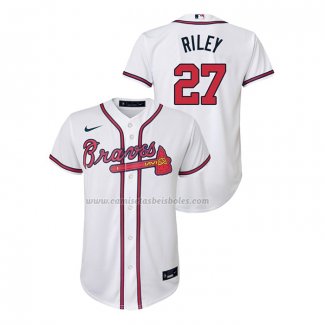 Camiseta Beisbol Nino Atlanta Braves Austin Riley Replica Primera Blanco