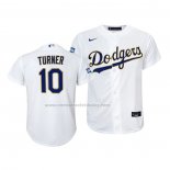 Camiseta Beisbol Nino Los Angeles Dodgers Justin Turner 2021 Gold Program Replica Blanco
