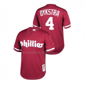 Camiseta Beisbol Nino Philadelphia Phillies Lenny Dykstra Cooperstown Collection Mesh Batting Practice Burgundy