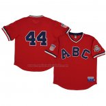 Camiseta Beisbol Hombre Atlanta Crackers 44 Rings & Crwns Mesh Replica V-Neck Rojo