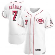 Camiseta Beisbol Hombre Cincinnati Reds Eugenio Suarez Primera Autentico Blanco