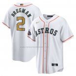 Camiseta Beisbol Hombre Houston Astros Alex Bregman 2023 Gold Collection Replica Blanco Oro