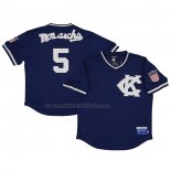 Camiseta Beisbol Hombre Kansas City Monarchs 5 Rings & Crwns Mesh Replica V-Neck Azul