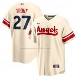 Camiseta Beisbol Hombre Los Angeles Angels Mike Trout 2022 City Connect Replica Crema
