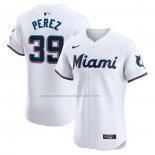 Camiseta Beisbol Hombre Miami Marlins Eury Perez Primera Elite Blanco