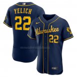 Camiseta Beisbol Hombre Milwaukee Brewers Christian Yelich Alterno Autentico Azul