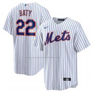 Camiseta Beisbol Hombre New York Mets Brett Baty Replica Blanco Azul