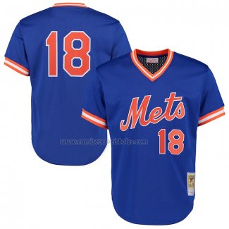 Camiseta Beisbol Hombre New York Mets Darryl Strawberry Mitchell & Ness Cooperstown Mesh Batting Practice Azul