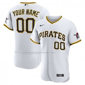 Camiseta Beisbol Hombre Pittsburgh Pirates Primera Autentico Personalizada Blanco