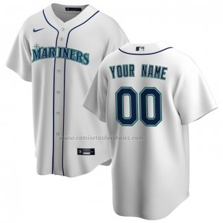 Camiseta Beisbol Hombre Seattle Mariners Primera Replica Personalizada Blanco