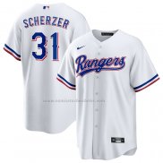 Camiseta Beisbol Hombre Texas Rangers Max Scherzer Primera Replica Blanco