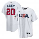Camiseta Beisbol Hombre USA 2023 Pete Alonso Replica Blanco