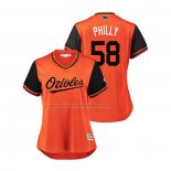 Camiseta Beisbol Mujer Baltimore Orioles Evan Phillips 2018 LLWS Players Weekend Philly Orange