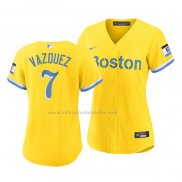 Camiseta Beisbol Mujer Boston Red Sox Christian Vazquez 2021 City Connect Replica Oro