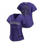 Camiseta Beisbol Mujer Colorado Rockies Trevor Story Replica Alterno 2020 Violeta