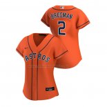 Camiseta Beisbol Mujer Houston Astros Alex Bregman Replica Alterno 2020 Naranja