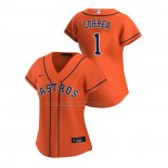 Camiseta Beisbol Mujer Houston Astros Carlos Correa Replica Alterno 2020 Naranja