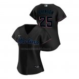 Camiseta Beisbol Mujer Miami Marlins Lewis Brinson Replica Alterno 2020 Negro