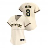 Camiseta Beisbol Mujer Milwaukee Brewers Ryan Braun Replica Primera 2020 Crema