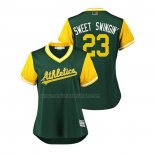 Camiseta Beisbol Mujer Oakland Athletics Matt Joyce 2018 LLWS Players Weekend Sweet Swingin' Green