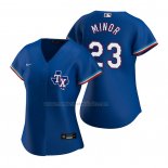 Camiseta Beisbol Mujer Texas Rangers Mike Minor Replica Alterno Azul