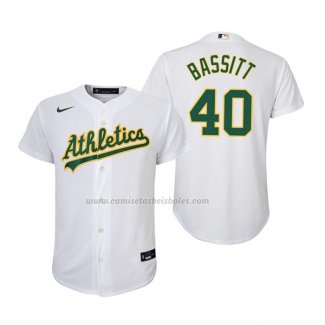 Camiseta Beisbol Nino Oakland Athletics Chris Bassitt Replica Primera Blanco