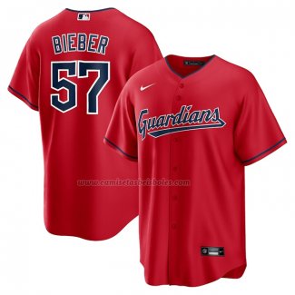 Camiseta Beisbol Hombre Cleveland Guardians Shane Bieber Alterno Replica Rojo