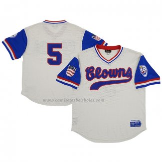 Camiseta Beisbol Hombre Indianapolis Clowns 5 Rings & Crwns Mesh Replica V-Neck Crema