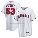 Camiseta Beisbol Hombre Los Angeles Angels Carlos Estevez Primera Replica Blanco