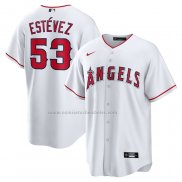 Camiseta Beisbol Hombre Los Angeles Angels Carlos Estevez Primera Replica Blanco