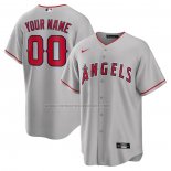 Camiseta Beisbol Hombre Los Angeles Angels Road Personalizada Replica Gris