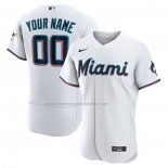 Camiseta Beisbol Hombre Miami Marlins Primera Autentico Personalizada Blanco