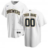 Camiseta Beisbol Hombre Milwaukee Brewers Alterno Replica Personalizada Blanco