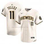 Camiseta Beisbol Hombre Milwaukee Brewers Rowdy Tellez Primera Limited Crema