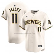 Camiseta Beisbol Hombre Milwaukee Brewers Rowdy Tellez Primera Limited Crema