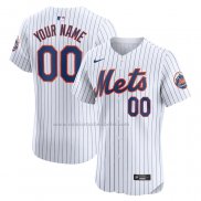 Camiseta Beisbol Hombre New York Mets Primera Elite Personalizada Blanco