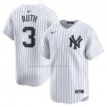 Camiseta Beisbol Hombre New York Yankees Babe Ruth Primera Limited Blanco