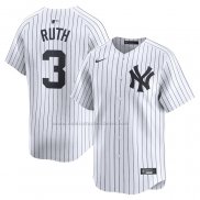 Camiseta Beisbol Hombre New York Yankees Babe Ruth Primera Limited Blanco