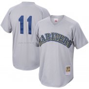 Camiseta Beisbol Hombre Seattle Mariners Edgar Martinez Mitchell & Ness Cooperstown Collection Mesh Batting Practice Gris