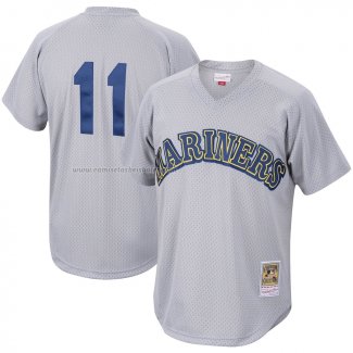 Camiseta Beisbol Hombre Seattle Mariners Edgar Martinez Mitchell & Ness Cooperstown Collection Mesh Batting Practice Gris