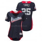 Camiseta Beisbol Mujer All Star 2018 Gleyber Torres Primera Run Derby American League Azul