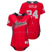 Camiseta Beisbol Mujer All Star 2018 Jesus Aguilar Primera Run Derby National League Rojo