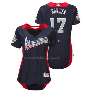 Camiseta Beisbol Mujer All Star 2018 Mitch Haniger Primera Run Derby American League Azul