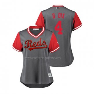 Camiseta Beisbol Mujer Cincinnati Reds Brandon Dixon 2018 LLWS Players Weekend B Dix Gris