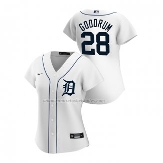 Camiseta Beisbol Mujer Detroit Tigers Niko Goodrum Replica Primera 2020 Blanco