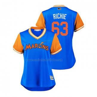 Camiseta Beisbol Mujer Miami Marlins Trevor Richards 2018 LLWS Players Weekend Richie Azul