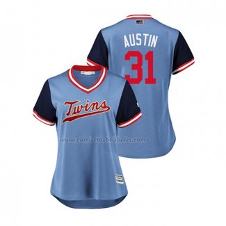 Camiseta Beisbol Mujer Minnesota Twins Tyler Austin 2018 LLWS Players Weekend Austin Azul