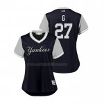 Camiseta Beisbol Mujer New York Yankees Giancarlo Stanton 2018 LLWS Players Weekend G Azul Camiseta Beisbol Mujer New York Yankees Giancarlo Stanton 2018 LLWS Players Weekend G Azul