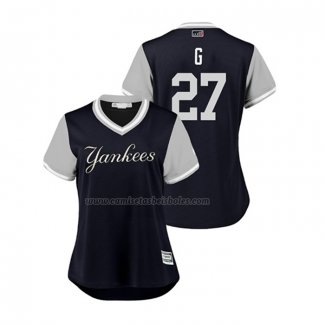 Camiseta Beisbol Mujer New York Yankees Giancarlo Stanton 2018 LLWS Players Weekend G Azul