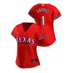 Camiseta Beisbol Mujer Texas Rangers Elvis Andrus Replica Alterno 2020 Rojo